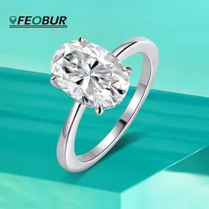 Certified 4.5CT Oval Cut Full Moissanite Ring for Women Lab Diamond Engagement Rings 925 Sterling Silver Wedding Band Jewelry