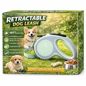 360° Tangle-Free Retractable Dog Leash 16ft Strong Nylon Tape One-Hand Brake Lock for Small Medium Dogs & Cats Anti-Pull Smooth Retraction