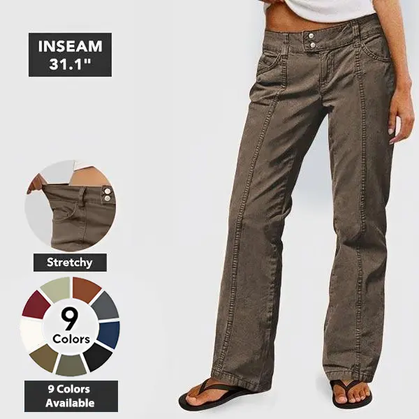 Flamingals Solid Seam Detail Drawstring Mid Rise Straight Leg
