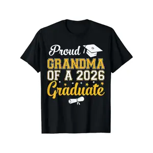 Men's Casual Vintage Graphic Tee - Proud Grandmother of 2026 Graduate Senior Graduation Top, Plus Size