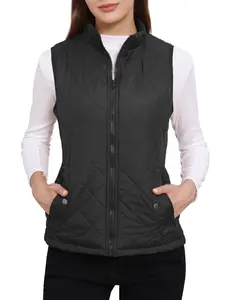INSPIRE CHIC Puffer Vest Stand Collar Lightweight Gilet Quilted Zip Vest