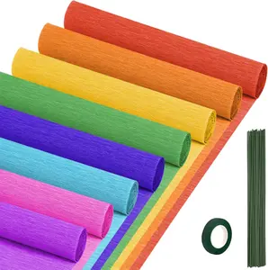 Crepe Paper Streamers 8 Rolls, 10 x 98Inch 8 Rainbow Colors Crepe Paper Sheets for DIY  Colourful Paper Flower Wrapping Paper Crafts Birthday Wedding Holiday Party Decorations