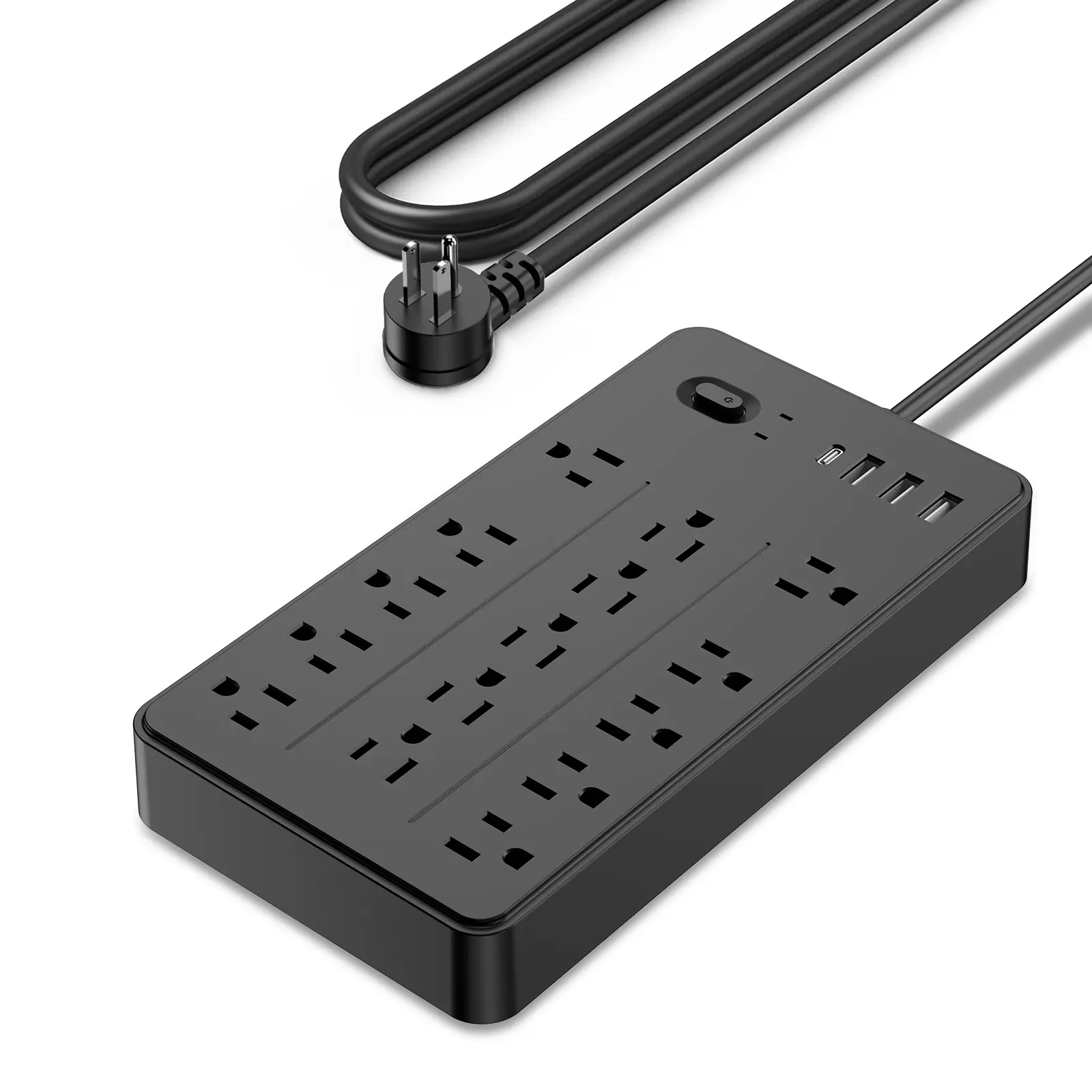 Power Strip Surge Protector, 15 AC 6 USB, 2100J, 5Ft,1875W/15A | 3A1C, Extension Cord with Multiple Outlets, Flat Plug Outlet Extender for Home, Office, Dorm, Gaming Room, Black
