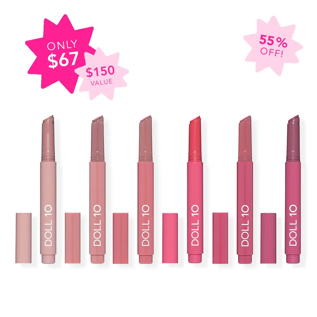 Doll 10 Beauty Ultimate Peptide Plump Lip Treatment Lipgloss Bundle, Glossy, Hydrating