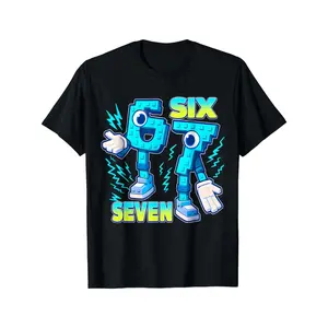 67 (Six Seven) Funny Italian Brainrot Gaming Meme T-Shirt for Kids - Soft Breathable 100% Cotton Tee Suitable for Youngsters, & - Casual Wear, Birthday Party Outfit, Christmas Gift, & Activities (3-13Y)