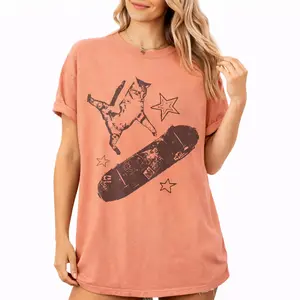 Comfort Colors Skater Cat Shirt, Funny Cat Graphic Tee, Skateboard Cat Shirt, Gift for Cat Lovers