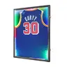 Lockable Large LED Fan Sports Jersey Frame - 31.25"x23.25"x1.5" Wood-Glass Hanging Shadow Box, UV Protection, Iron Hanger, Shockproof Acrylic Panels, Scratch-Free Transit, Felt Lining, Foam Protection, Soccer Decor Gift for Sports Fans