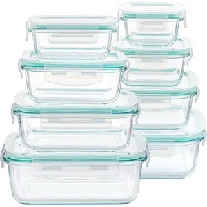8 Pack Glass Food Storage Containers with Airtight Lids, Glass Meal Prep Containers, Lunch Office Meal for Microwave, Oven, Freezer and Dishwasher, BPA Free