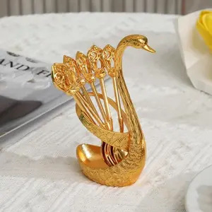 Swan-Shaped Coffee Spoon Set with Swan Base, Creative Dessert Tea Stirring Spoon, Kitchen Utensil Tableware Set, Spoon Combination, Cutlery, Kitchenware