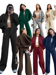 Womens Sweatsuits Active Jogging Fleece 2 Piece Hoodie and Pants Winter Outfit Sets