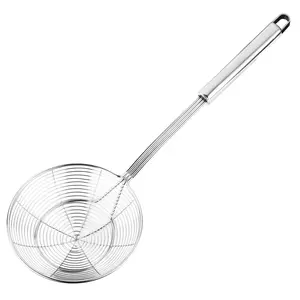 Stainless Steel Spider Strainer, 1 Count Spider Strainer Skimmer Ladle for Cooking and Frying, Kitchen Utensils, Wire Strainer, Pasta Strainer Spoon