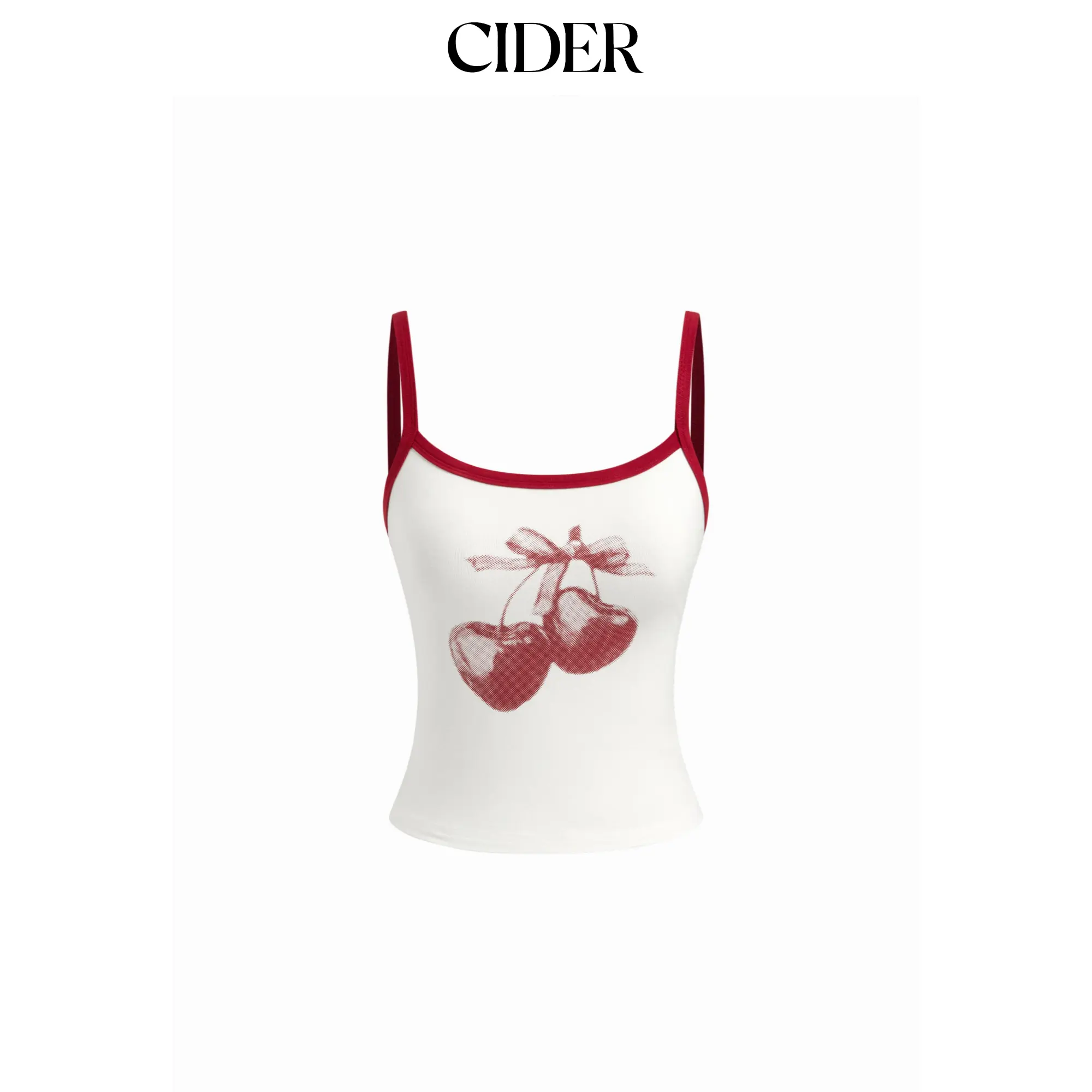 Cider Cherry Graphic Contrasting Binding Cami Top