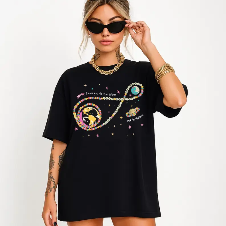 Retro Love you to the Moon and to Saturn Cotton Unisex T-Shirt Sweatshirt – Gift for Movie Fans & Lovers TV Show