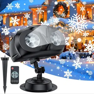 Snowflake Projector Outdoor Light, Upgraded Dual-head Outdoor Snowflake Projector Light with Remote Control, Waterproof Projector Light for Outside Yard and House, Lamp, Outdoor Decoration Light