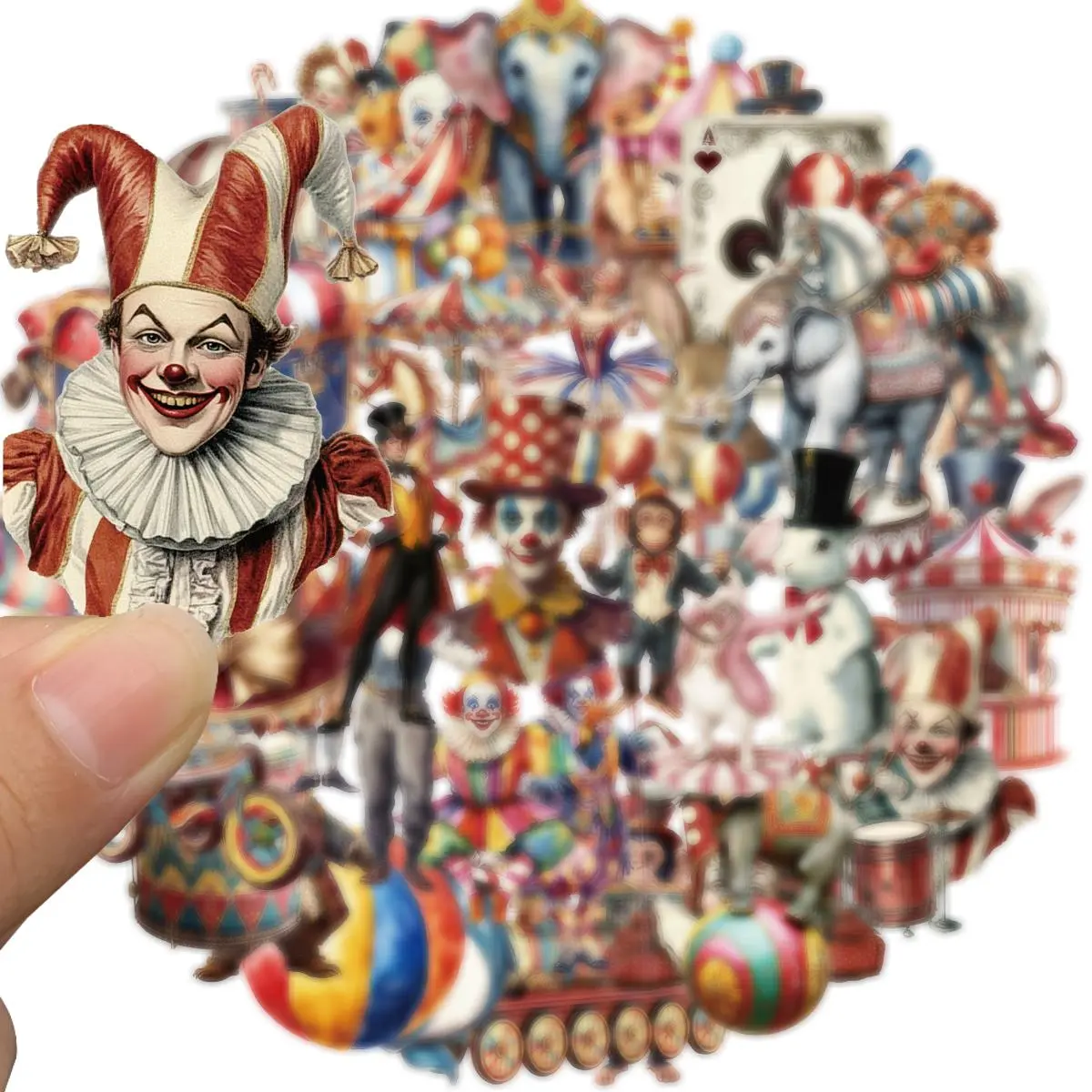 Carnival Themed Sticker, 50pcs/set Circus Party Favors Sticker, Animal Clown Sticker, Carnival Circus Theme for Birthday Baby Shower Decoration, Decorative Stickers, Adhesive Stickers, Stickers For Scrapbooking