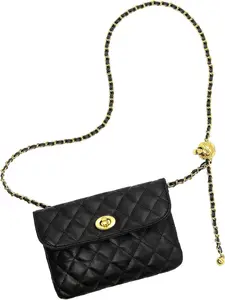 PU Leather Chain Belt Bag for Women - Crossbody Waist Bag Fanny Pack Detachable Belt Chain Women Evening Mini Handbag