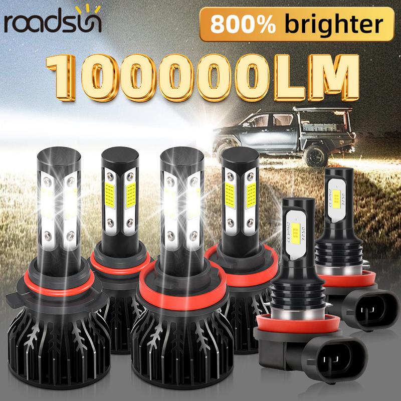 4pcs/6pcs LED Car Bulbs Combo Kit LED Headlight+Fog Light 9005/HB3 H11 Super Bright COB Chip 6500K cool white plug & Play Canbus No Error, Easy Install