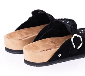 Minnetonka Women's Rhinestone Suede Buckle Clog