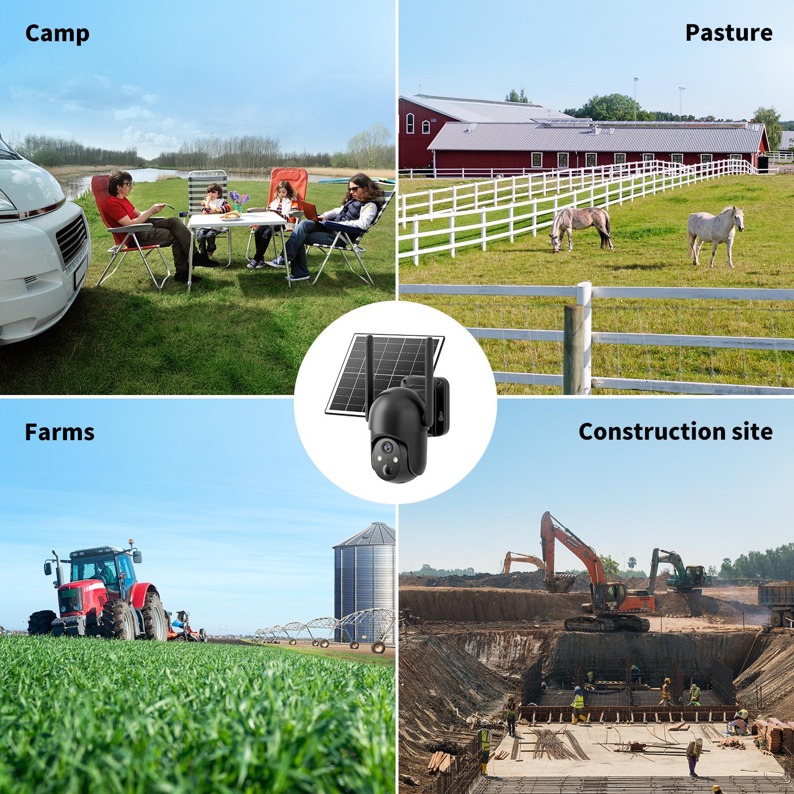 4G LTE Cellular Solar Surveillance Black Security Camera – 2K HD Video 360° View,NoWiFi, Remote APP Controlled,WaterProof,MotionActivated, NightVision, 4GData Card Included (Data refill is required for Unlimited 4G data usage) Connection