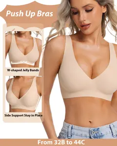 Wireless Bras for Womens, Comfortable Wireless Bras Push Up Bralettes Seamless Tshirts Bras Deep V Everyday Bras SpringStatements