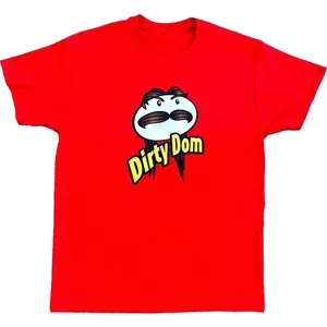 Dirty Dom Pringles Cartoon T-Shirt - Unisex Fit Red Tee with Unique Design