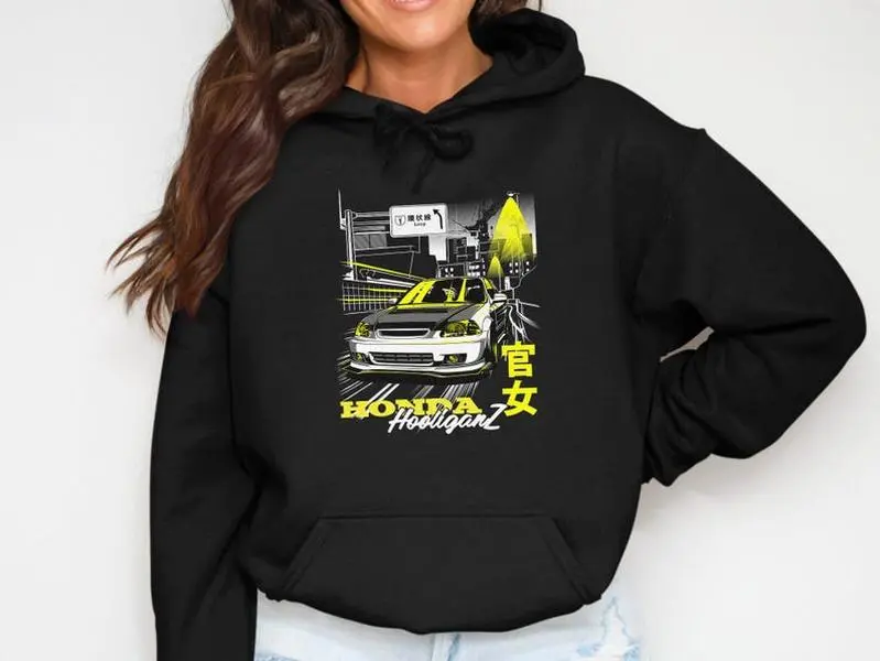 JDM Car Sweatshirt Hoodie, Honda Graphic, Japanese Car, Racing Car, Streetwear Sweatshirt Hoodie, Car Enthusiast Sweatshirt Hoodie, Cotton