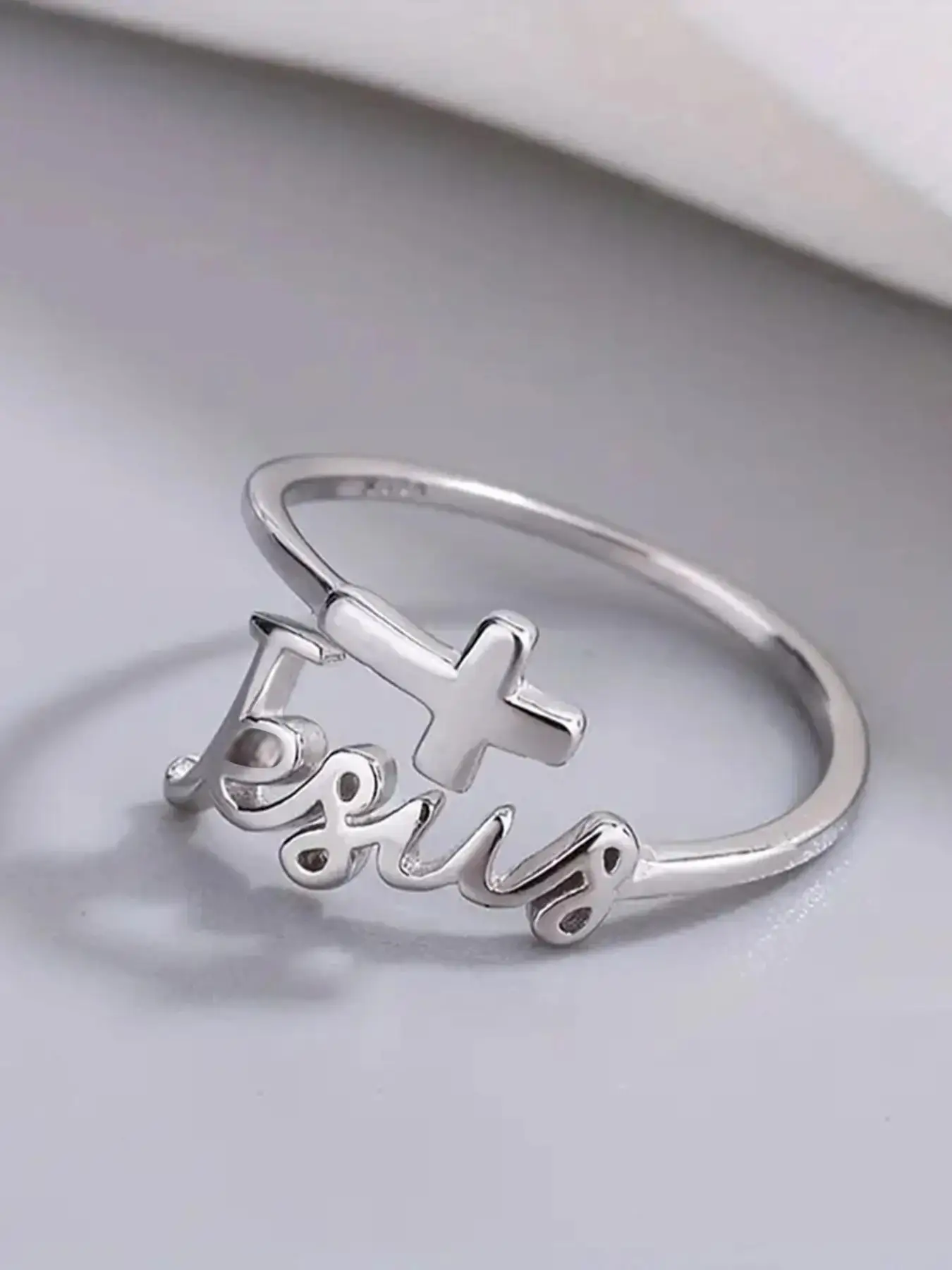 Fashion Cross & Letter Design Ring, 2024 New Style Adjustable Ring, Casual Jewelry for Party, Daily Clothing Decor, Trendy All-match & Exquisite Jewel