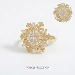 Rotatable Healing Ring Adjustable Size Relieves Anxiety Snowflake Ring Purifies the Mind Brings Good Luck Sparkling and Shimmering