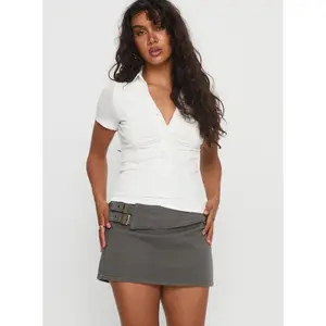 Winning Streak Cargo Denim Mini Skirt Dark Grey