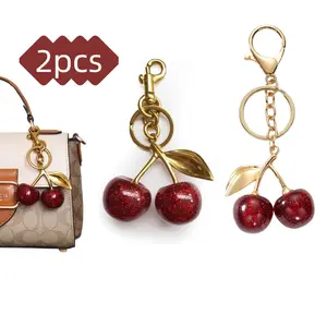 Cherry Bag Charm Keychain Set, Car Cherry Accessories, Women's Gift, Christmas & Valentine's Day Purse, Ideal for Teachers Friends Sisters
