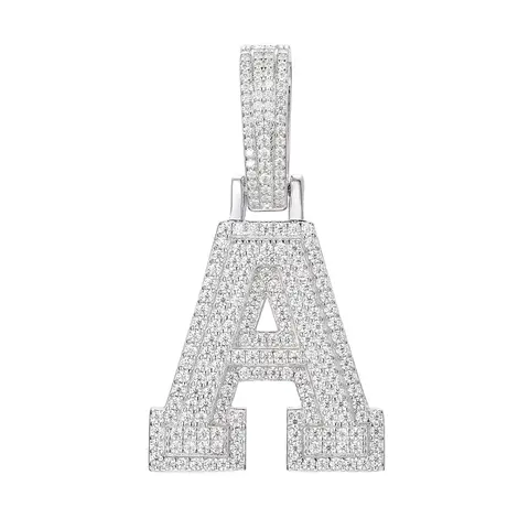 【D1 P351】UCCIYO S925 Sterling Silver Synthetic Moissanite A-Z 26 Letter Pendant Necklace for Women Men Hip Hop Jewelry Gift【D1 P351】
