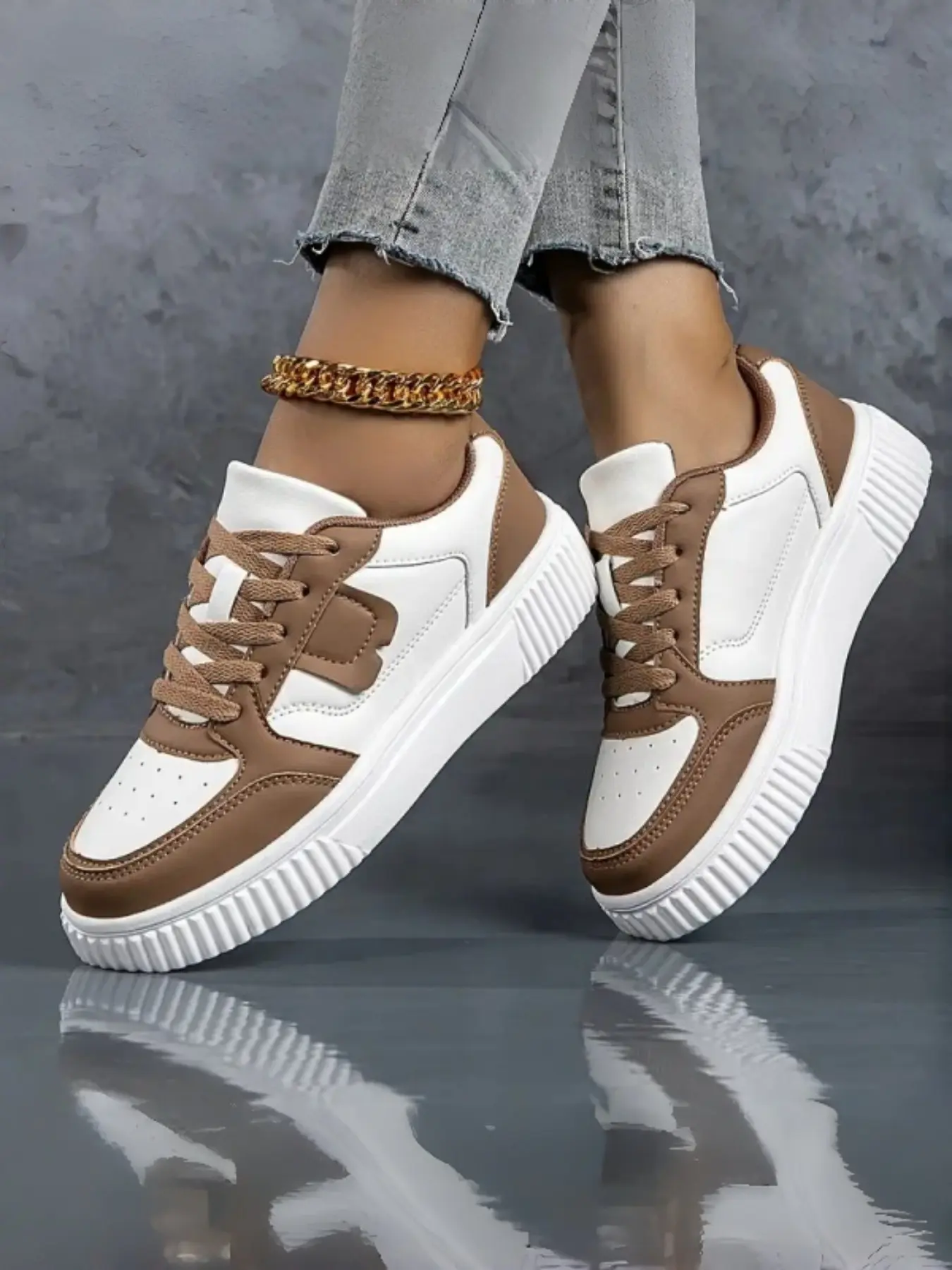 Couple Low Top Casual Walking Shoes, Sneaker, Trainer, Trendy Trainers, PU Leather Eva Sole, Patchwork Design, All Seasons, Perfect for Daily Commute & Campus Sports, Footwear