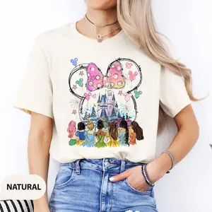 Retro Fairytale Princess Shirt, Watercolor Castle Graphic Tee, Magical Vacation Aesthetic Outfit, Cute Girls Gift Top