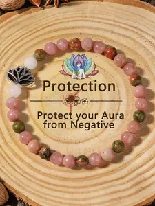 Boho Style Natural Stone Lotus Charm Beaded Bracelet, Unisex Chakra Balance Energy Gift, Spiritual Jewelry for Women & Men, Crystal Bracelet