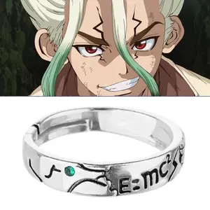 Anime Dr.Stone Ishigami Senkuu Cosplay Ring, Metal Coating Adjustable Opening Unisex Fashion Costume Jewelry Prop Accessory Gift