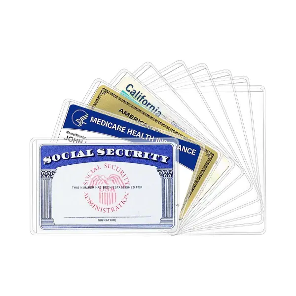 clear plastic sleeves for id cards Leather Business Card Holder main image 0