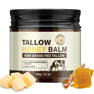 Grass-Fed Beef Tallow Honey Balm Organic Beef Tallow Skincare with Raw Honey - Deep Moisturising for Face & Body, Quick Absorption & Not Perfumed，60g Moisturizer Cream