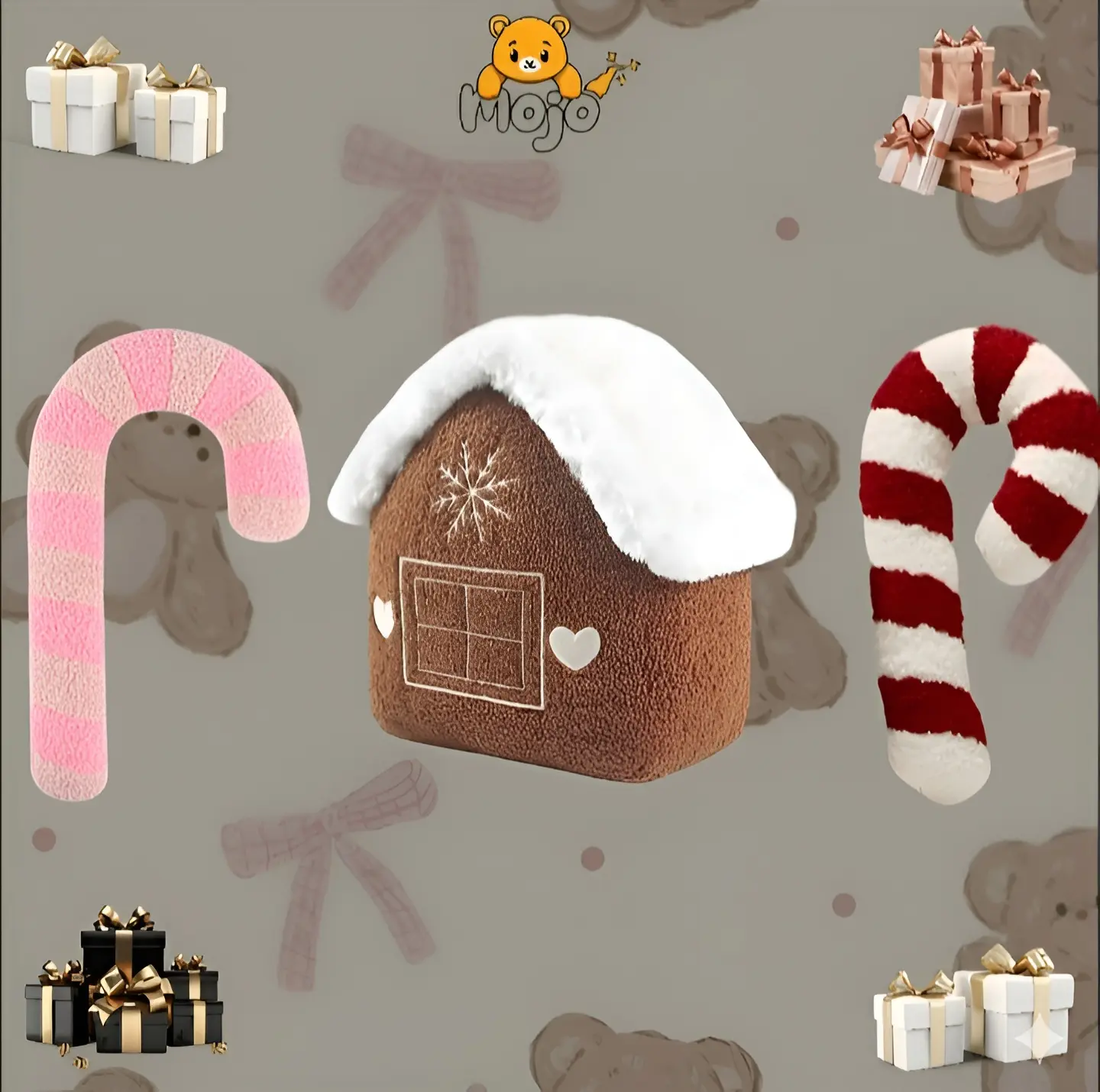 3 Count Cute Warm Candy Design Pillow for Home Decoration, Gingerbread House Plush Pillow, Lovely Plush Gift, Christmas Decorations, Thanksgiving Christmas Gift, Christian Baptism Gifts, Soft and Cuddly Stuffed Toys for Kids and Adults