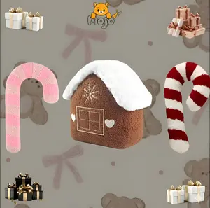 3 Count Cute Warm Candy Design Pillow for Home Decoration, Gingerbread House Plush Pillow, Lovely Plush Gift, Christmas Decorations, Thanksgiving Christmas Gift, Christian Baptism Gifts, Soft and Cuddly Stuffed Toys for Kids and Adults