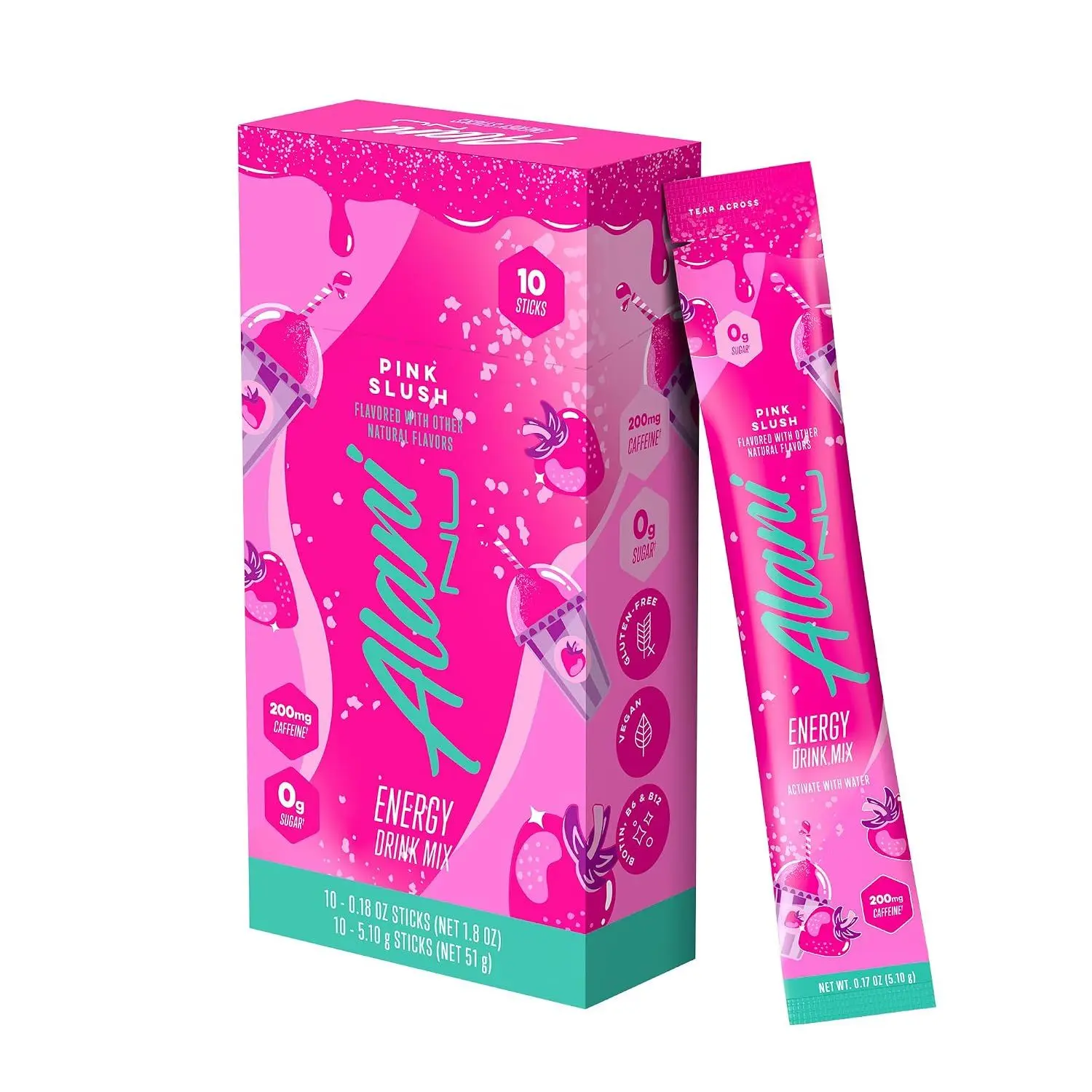 Alani Nu ORANGE KISS Energy Sticks, Energy Drink Powder, 200mg Caffeine, Pre Workout Performance with Antioxidants, On-The-Go Drink Mix, Biotin, B Vitamins, Zero Sugar, 5-10 Calories, 10 Pack