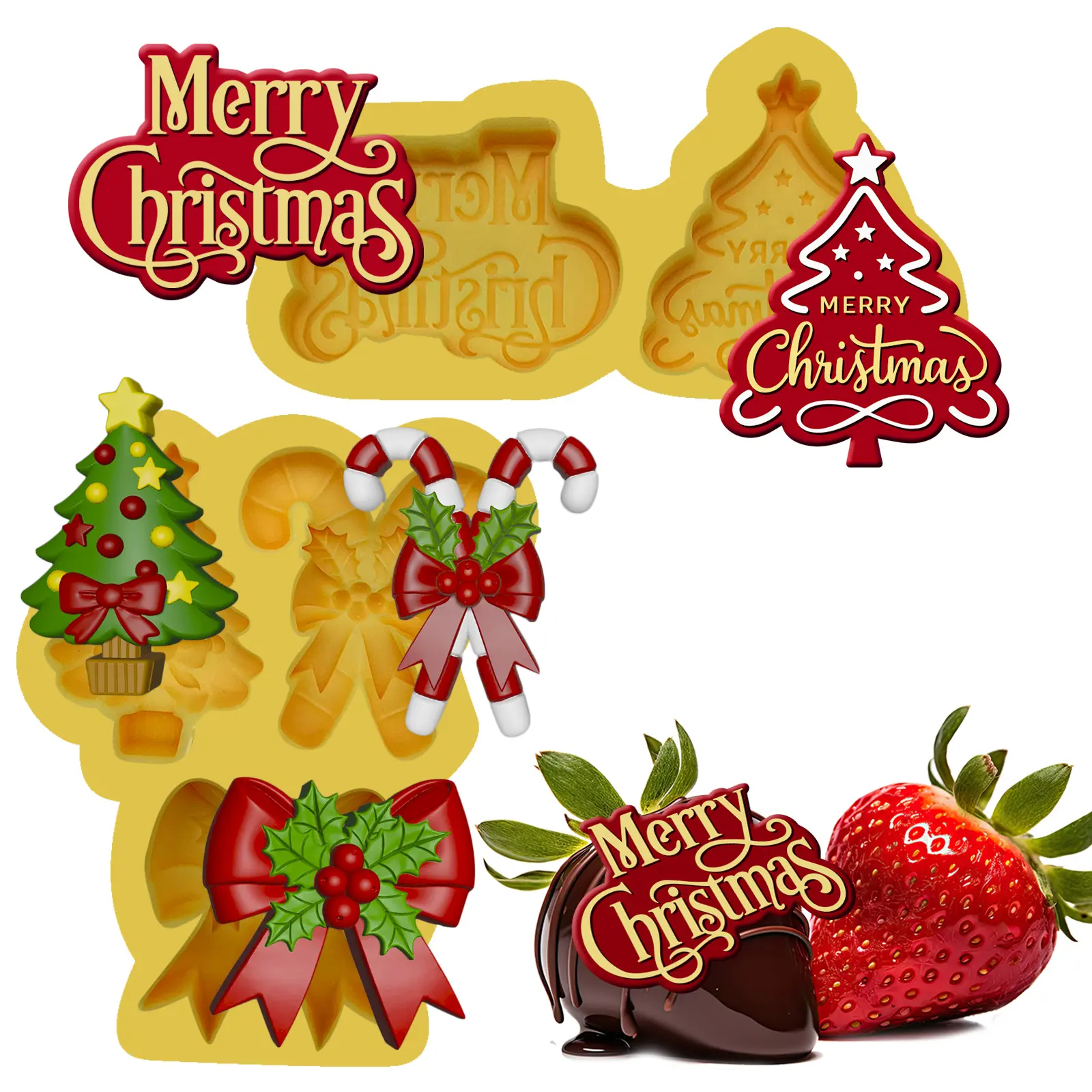 Cristmas 3D Silicone Mold Set of 2 - Festive Christmas Shapes for Baking Supplies & DIY Projects - Perfect for Holiday Decorations & Gifts Bakeware Tin
