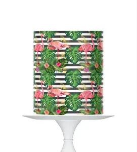 Tropical Flamingo Edible Cake Topper, 8x10 inches, Icing Sheet with Palm Leaves Design