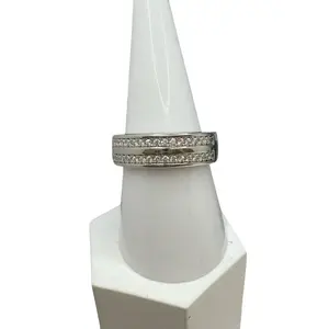 925 sterling silver # 8 ring band high quality cubic zirconia stones solid silver )) anillo de bandita plata Italiana Alta calidad talla #9 piedras finas de zirconia Alta calidad solido