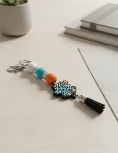 Mama's Boy Beaded Keychain With Tassel