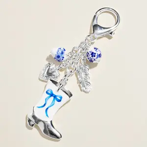 Bow Accent Cowboy Boot Charm Bag Charm Keychain