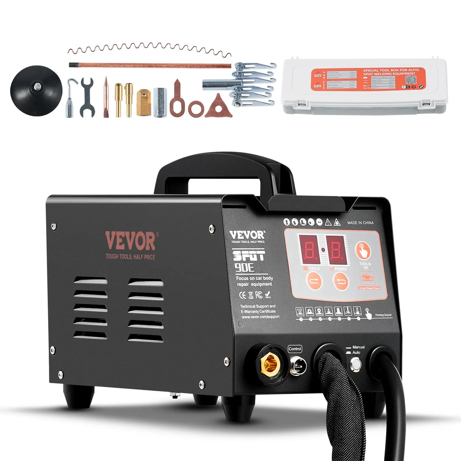 【Summerfinds】VEVOR Spot Welder Dent Puller3KW Stud Welder Dent Repair Kit with 2 Welding GunsAuto/Manual Welding & 7 Modes110V Auto Body Spot Welding Dent Repair Machine for CarTruck Dent Repair