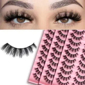 Volume crisscross false eyelashes, 30 pairs — dramatic cat-eye lashes with winged flared outer corners, full bold strip lashes for heavy glam makeup and an eye-magnifying effect, reusable night-out wedding kit