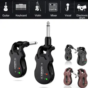 LEKATO WS-50 Wireless Guitar System 5.8G 4 Channels, Audio Wireless Transmitter Receiver, Rechargeable Wireless Guitar Transmitter Receiver, 100m Transmission Range for Electric Guitar Bass