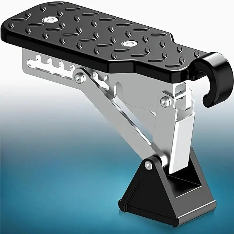 Aluminum Alloy Multi-functional Folding Car Door Step, Universal Fit Vehicle Rooftop Assistance Pedal Foot Pedal Ergonomic with 7-gear Adjustment, Anti-slip Design, Car Accessories
