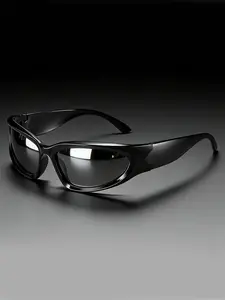 Y2K Futuristic Wraparound Sunglasses, Unisex Cyberpunk Shades, European and American Street Style, Versatile Sun Protection, Trendy Streetwear Sunglasses, Trendy Frames Sunglasses